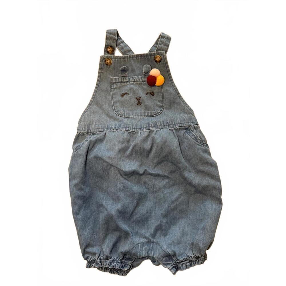 Carter’s Overalls with Bunny Pocket and Colorful Pom-Poms